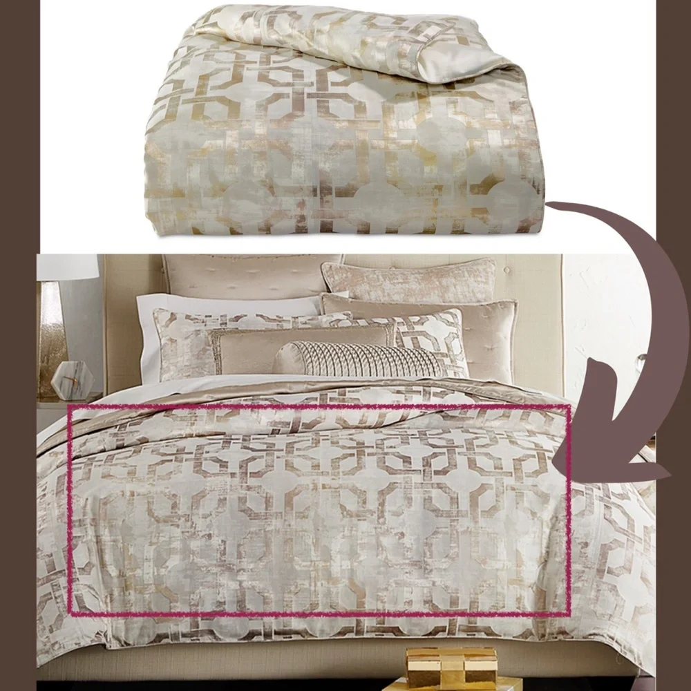 NIB $335 [ Full /‎ Queen ] Duvet Cover for Hotel Collection Fresco Metallic Gold